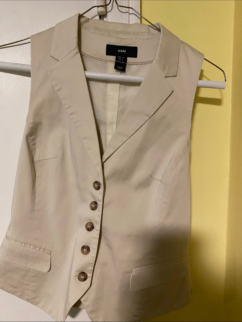 H&M Cream Tailored Button Vest